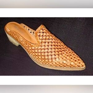 Antelope M35 Dellyn Western Woven Tan Premium Leather Mule 40 9 Handcrafted Mint